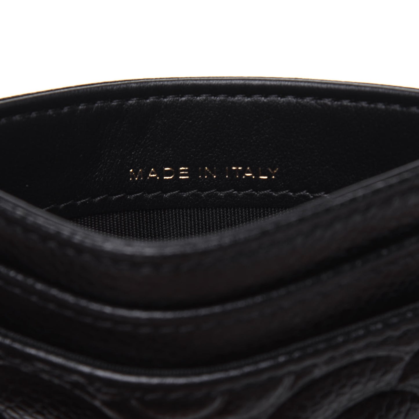 Caviar Camellia Embossed Card Holder Black