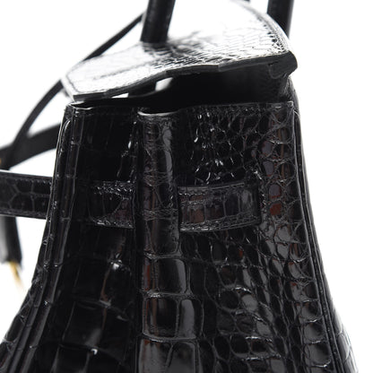 Hermes Shiny Porosus Crocodile Birkin 35 Black 11 of 41