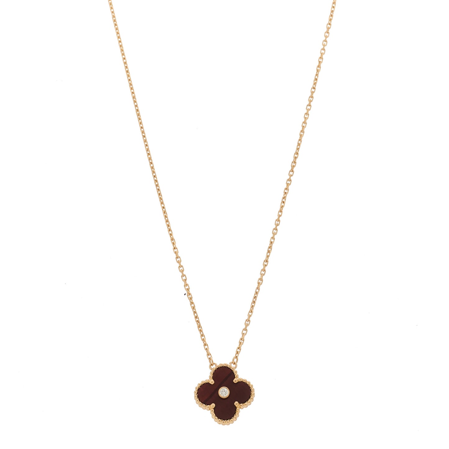 18K Rose Gold Diamond Bulls Eye Vintage Alhambra Pendant Necklace