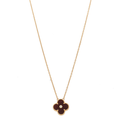 Van Cleef & Arpels 18K Rose Gold Diamond Bulls Eye Vintage Alhambra Pendant Necklace 1 of 5