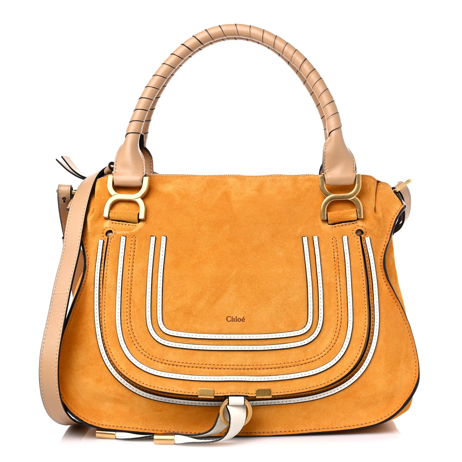 Chloe Suede Calfskin Medium Marcie Double Carry Sunflower Yellow 1 of 11