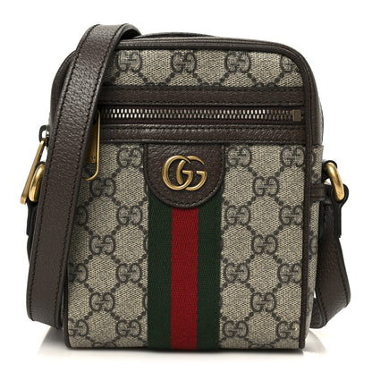 Gucci GG Supreme Monogram Web Mini Ophidia Messenger Brown 1 of 10