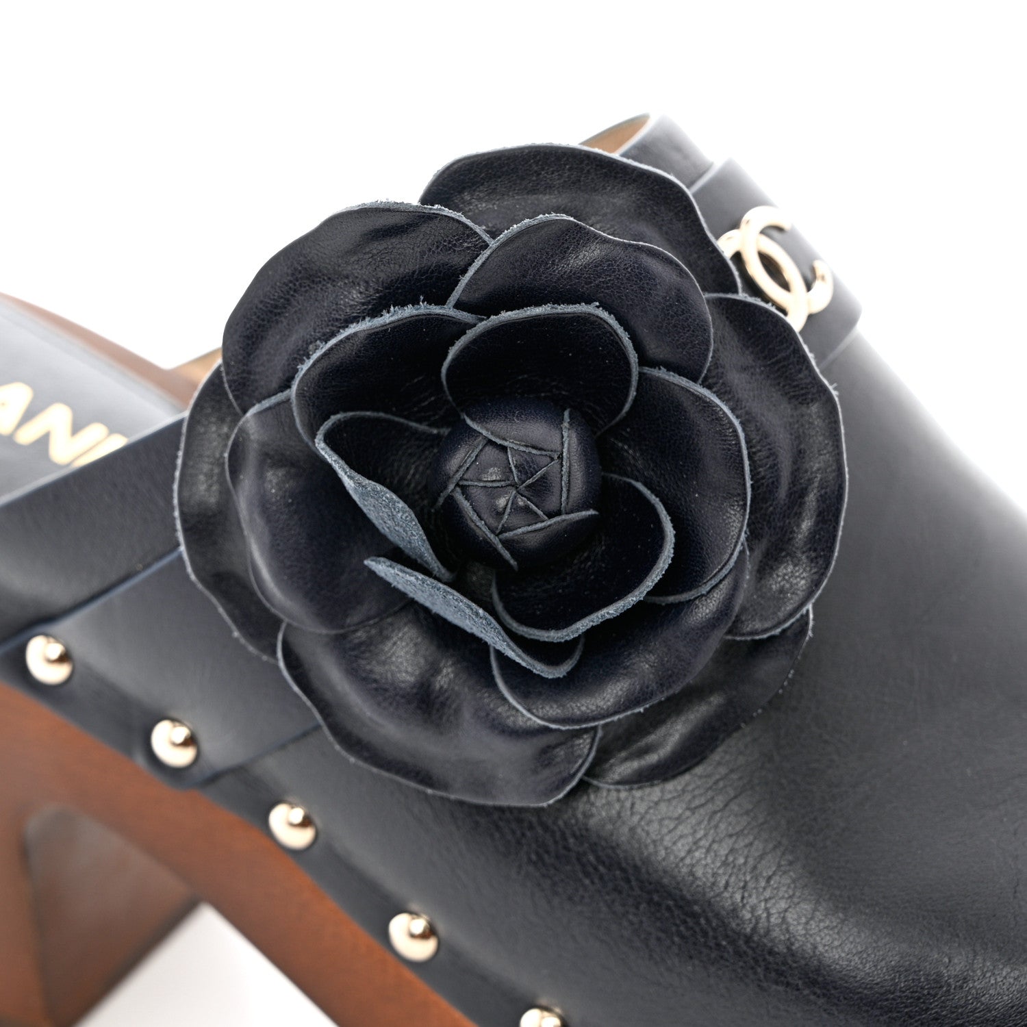 Chanel Calfskin Camellia Clogs 41 Navy 5 of 12