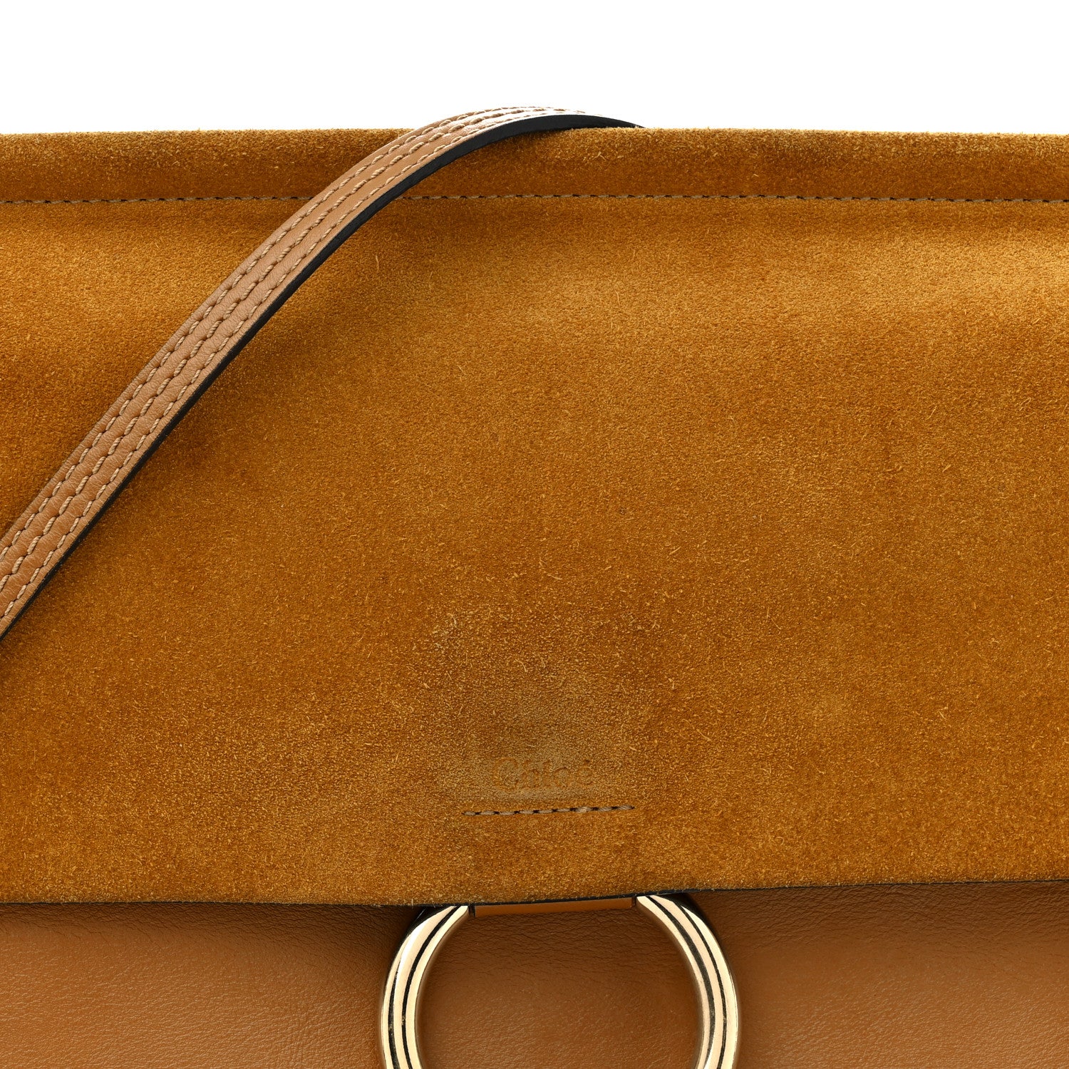 Chloe Suede Calfskin Medium Faye Shoulder Bag Mustard Brown 8 of 15
