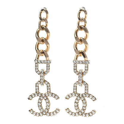 Chanel Metal Crystal CC Vendome CC Dangle Earrings Gold 1 of 4
