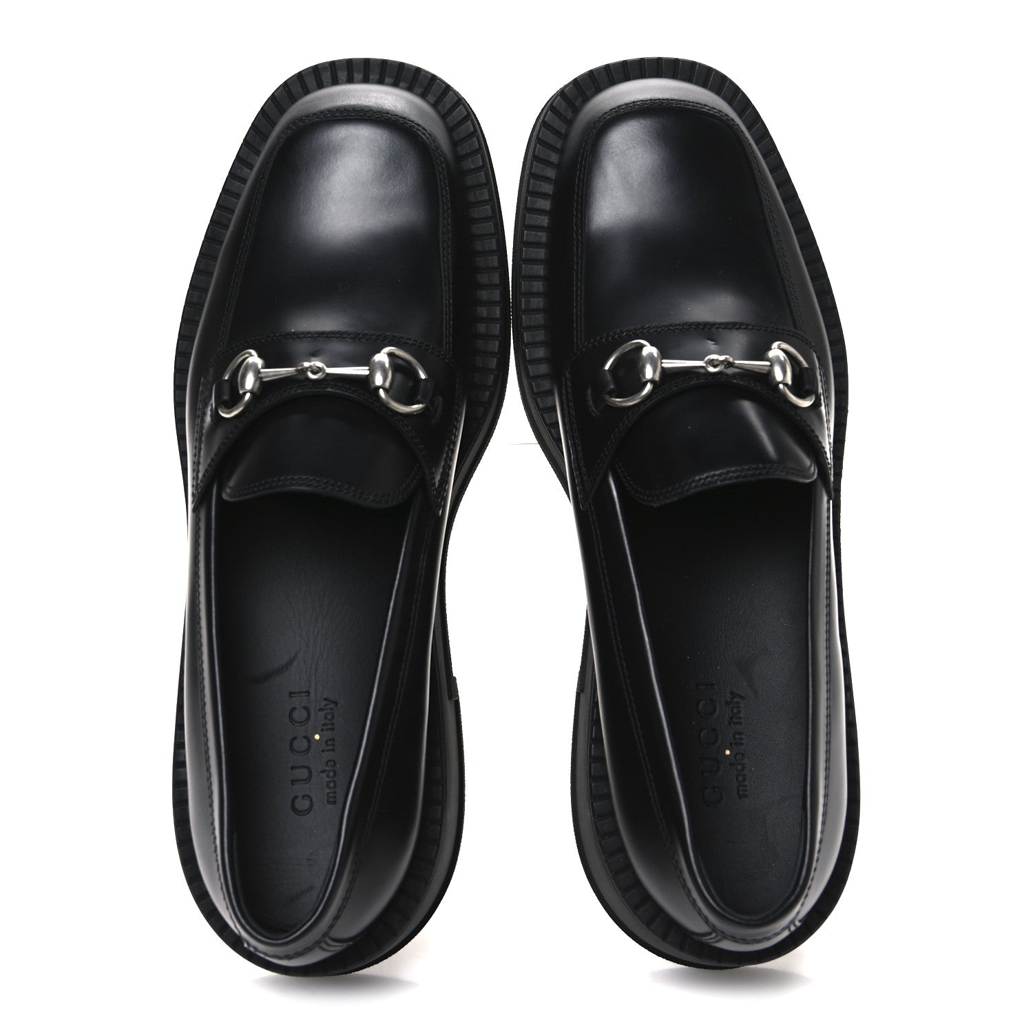 Gucci Calfskin Horsebit Mens Chunky Loafers 10.5 Black 2 of 10