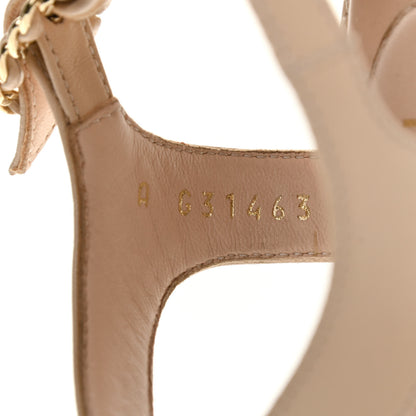 Chanel Lambskin Chain CC Logo Thong Sandals 35.5 Beige 8 of 9