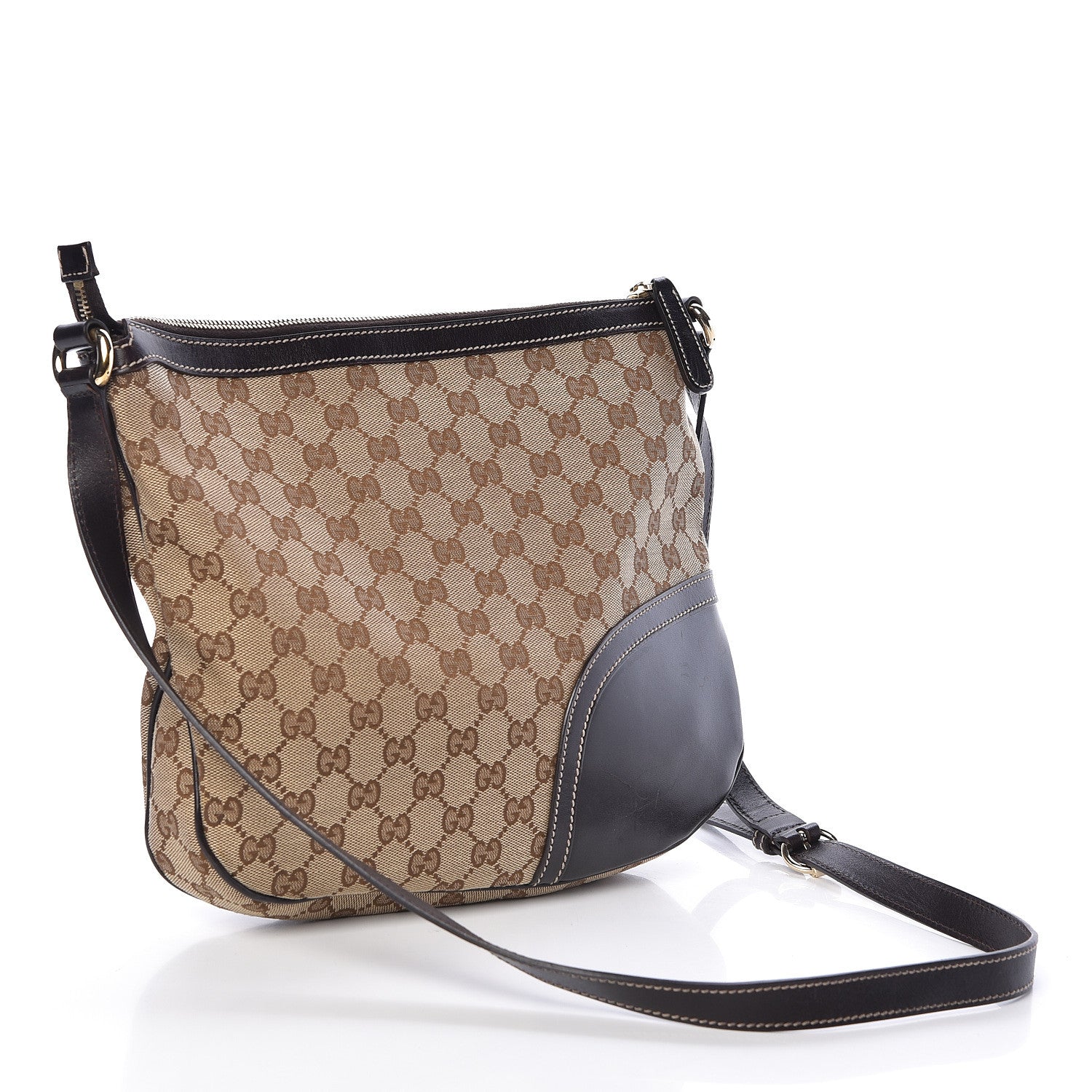 Gucci Monogram Horsebit Tassel Messenger Bag Dark Brown 3 of 10