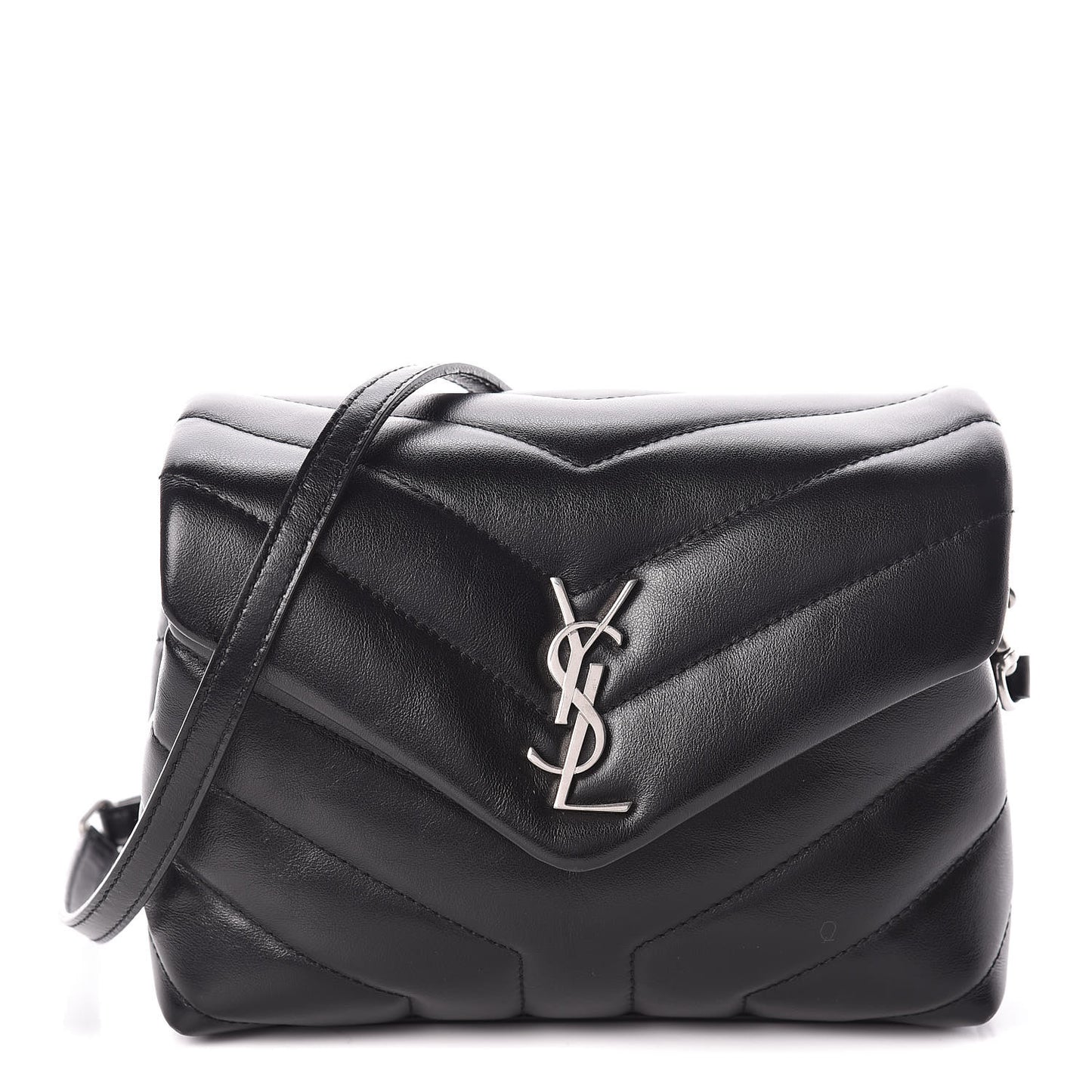 Calfskin Y Quilted Monogram Toy Loulou Crossbody Bag Black