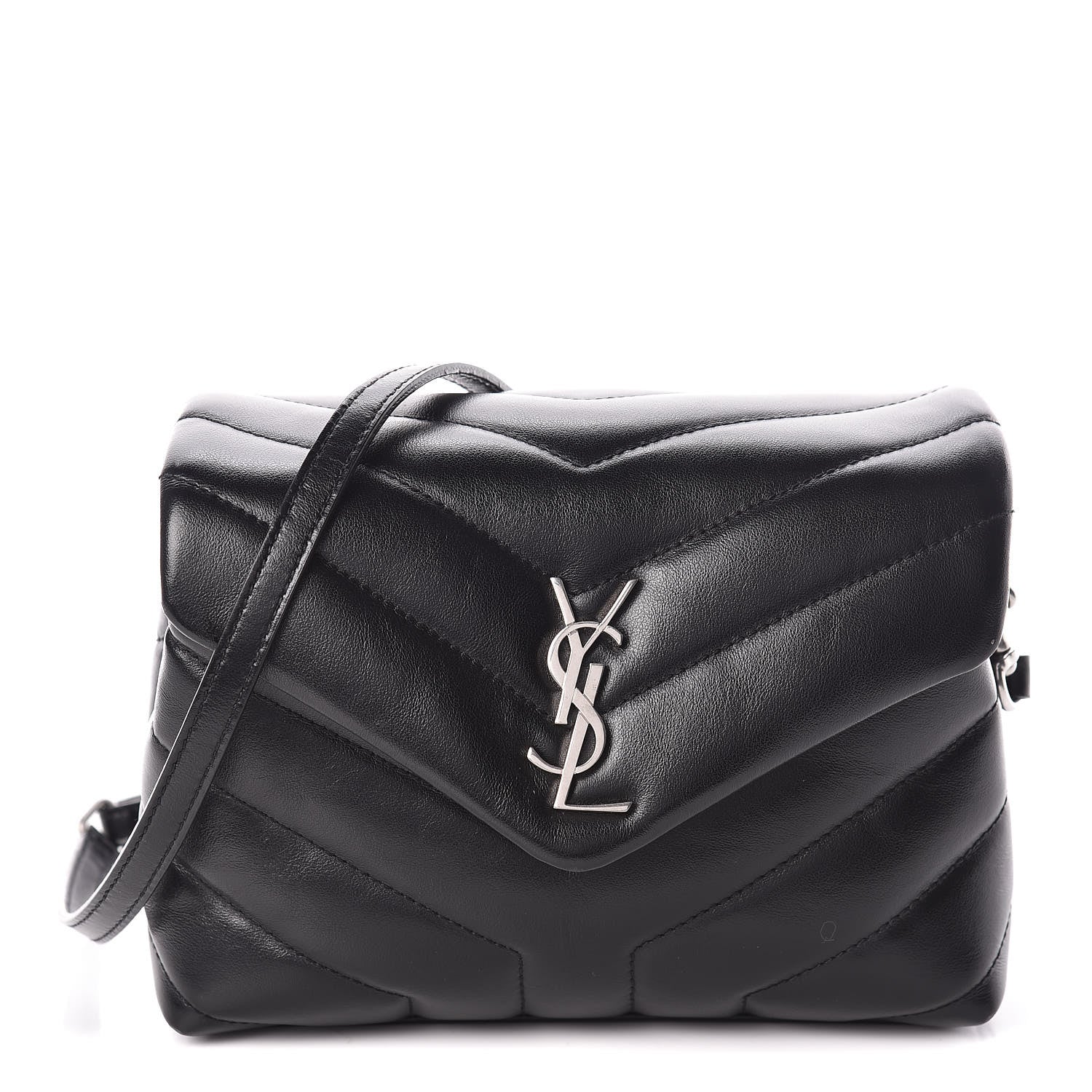 Saint Laurent Calfskin Y Quilted Monogram Toy Loulou Crossbody Bag Black 1 of 9