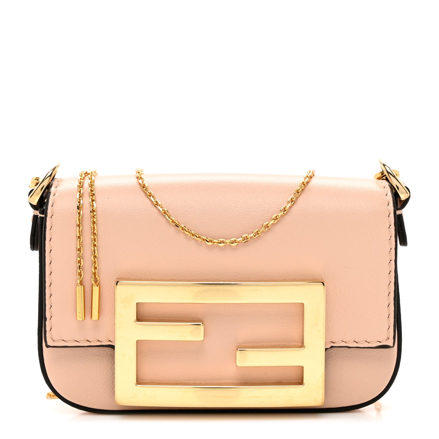 Fendi Shiny Nappa Braided Nano Baguette Maxi Handle Charm Light Rose 1 of 6