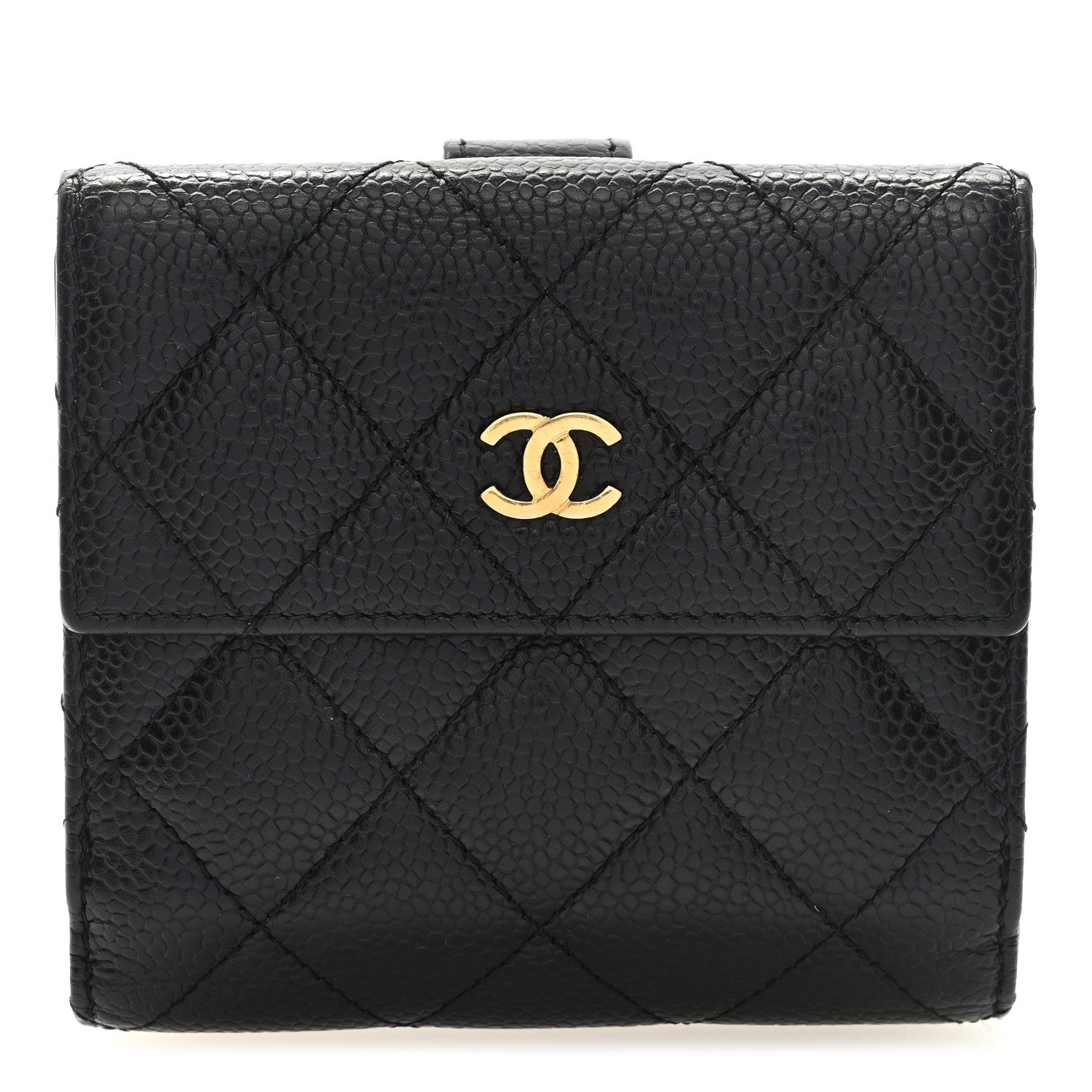Chanel Caviar Quilted Compact French Flap Wallet Black 1 of 6