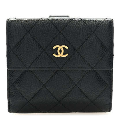 Chanel Caviar Quilted Compact French Flap Wallet Black 1 of 6