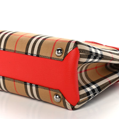 Burberry Goatskin Vintage Check Small Banner Tote Bright Red 12 of 12