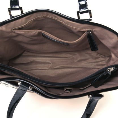 Burberry Patent Trim Nova Check Tote Black 5 of 12