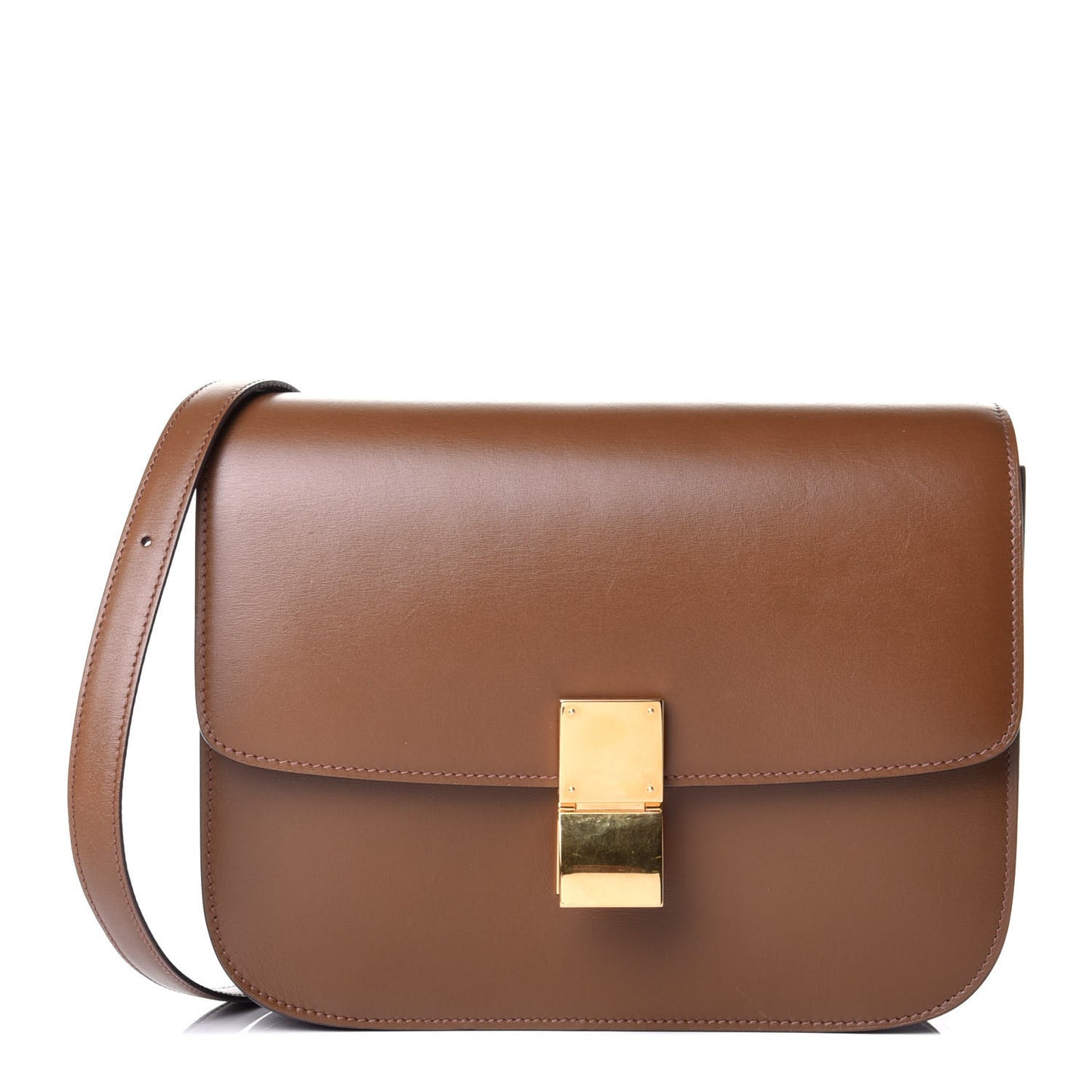 Box Calfskin Medium Classic Box Flap Bag Camel