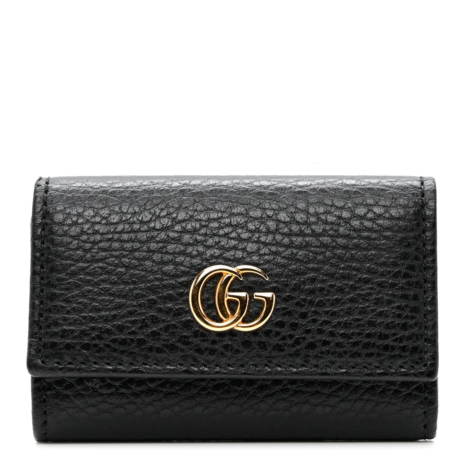 Gucci Pebbled Calfskin GG Marmont 6 Key Holder Black 1 of 6