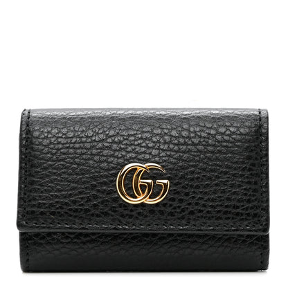 Gucci Pebbled Calfskin GG Marmont 6 Key Holder Black 1 of 6