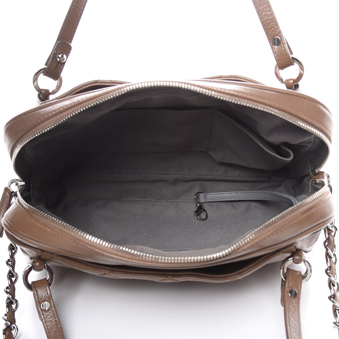 Iridescent Calfskin Quilted Relax CC Camera Case Brown