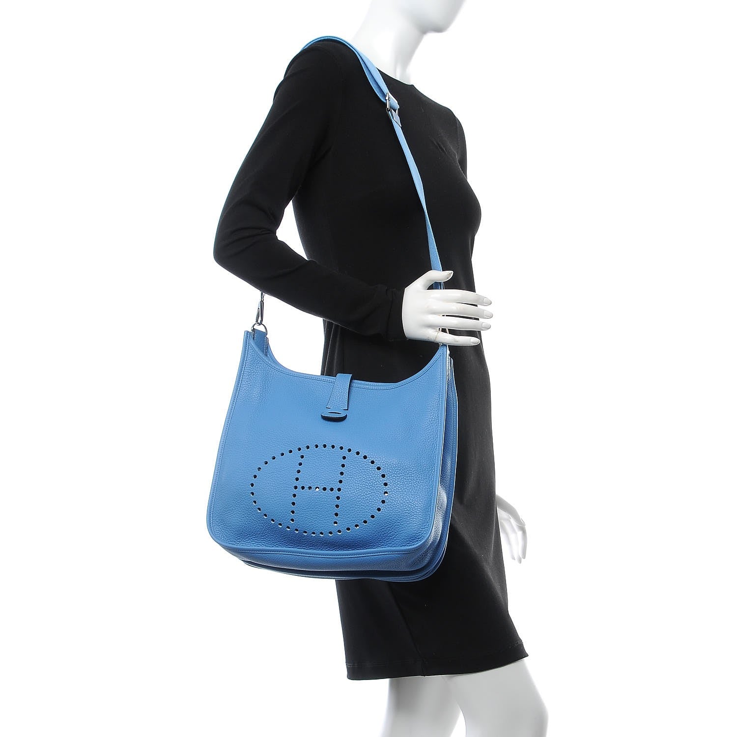 Hermes Taurillon Clemence Evelyne III GM Bleu Paradis 2 of 9