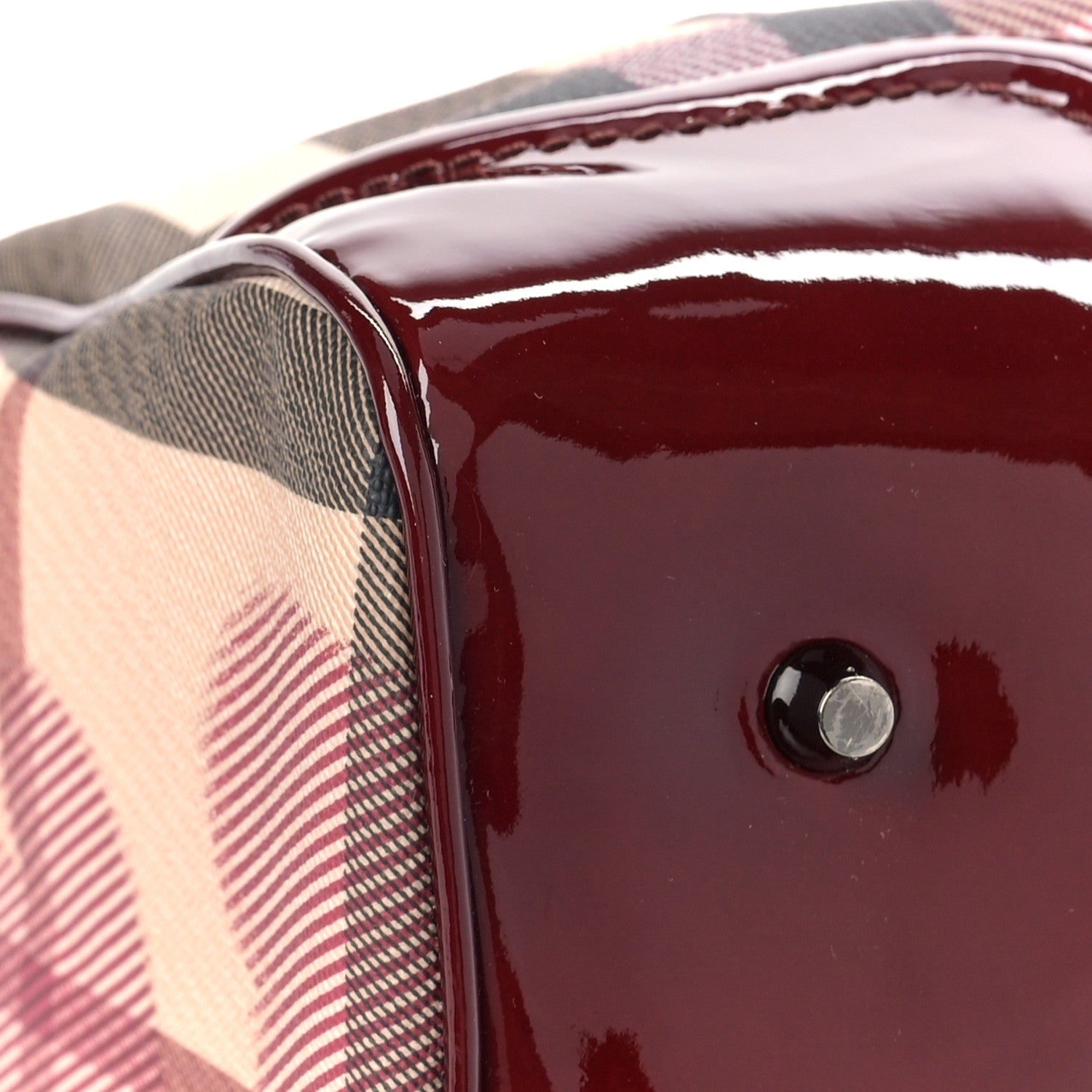 Burberry Nova Check Heart Small Chester Bowling Bag Berry Red 7 of 8