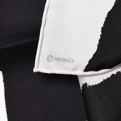 Hermes Silk Rosace De Janos Ber Scarf 90 White Black 4 of 5