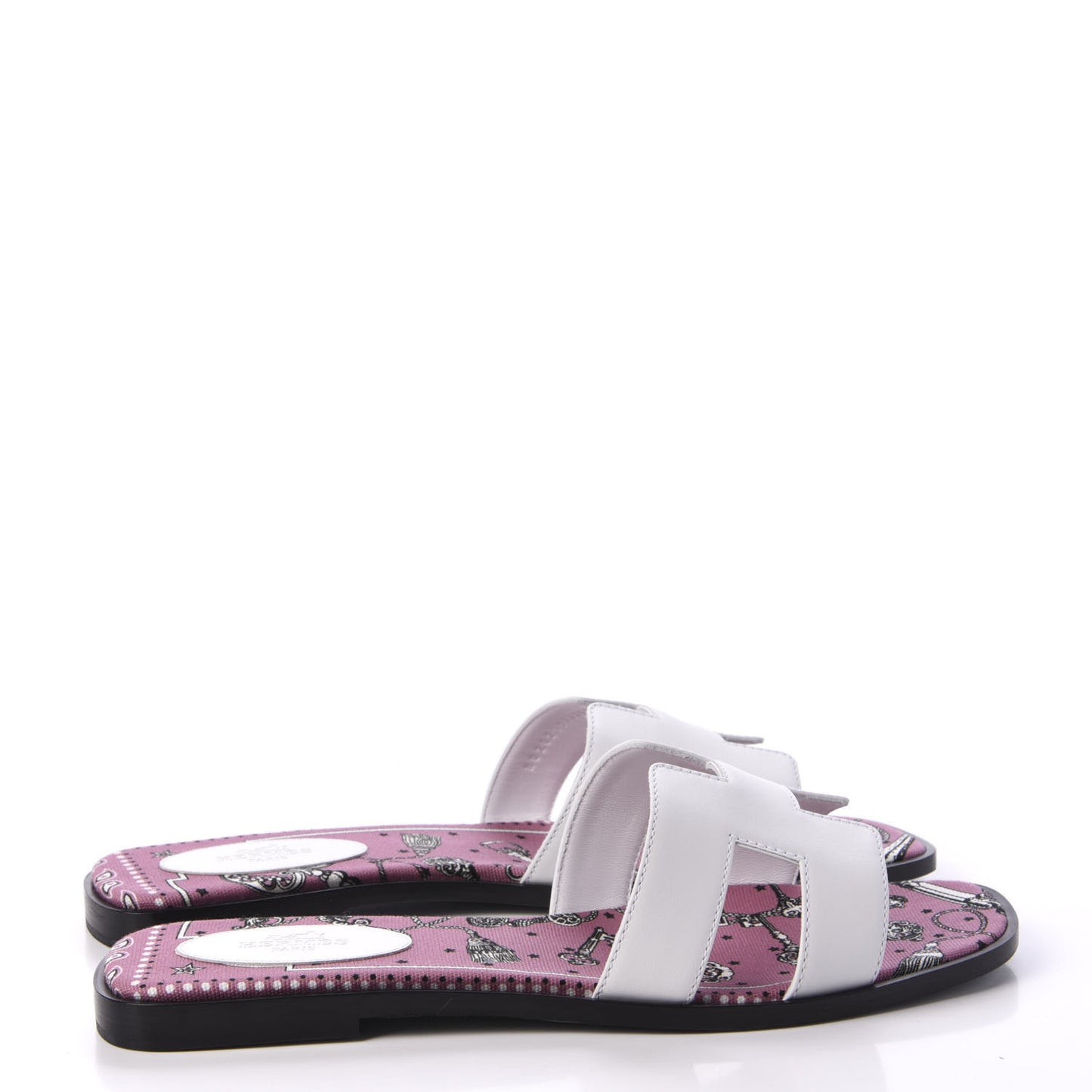 Box Calfskin Bois De Rose White Oran Sandals 40 White