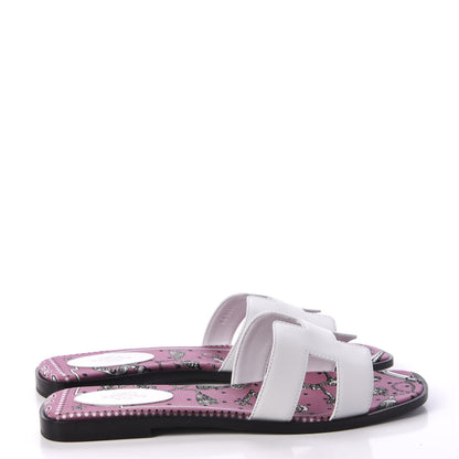 Hermes Box Calfskin Bois De Rose White Oran Sandals 40 White 4 of 10