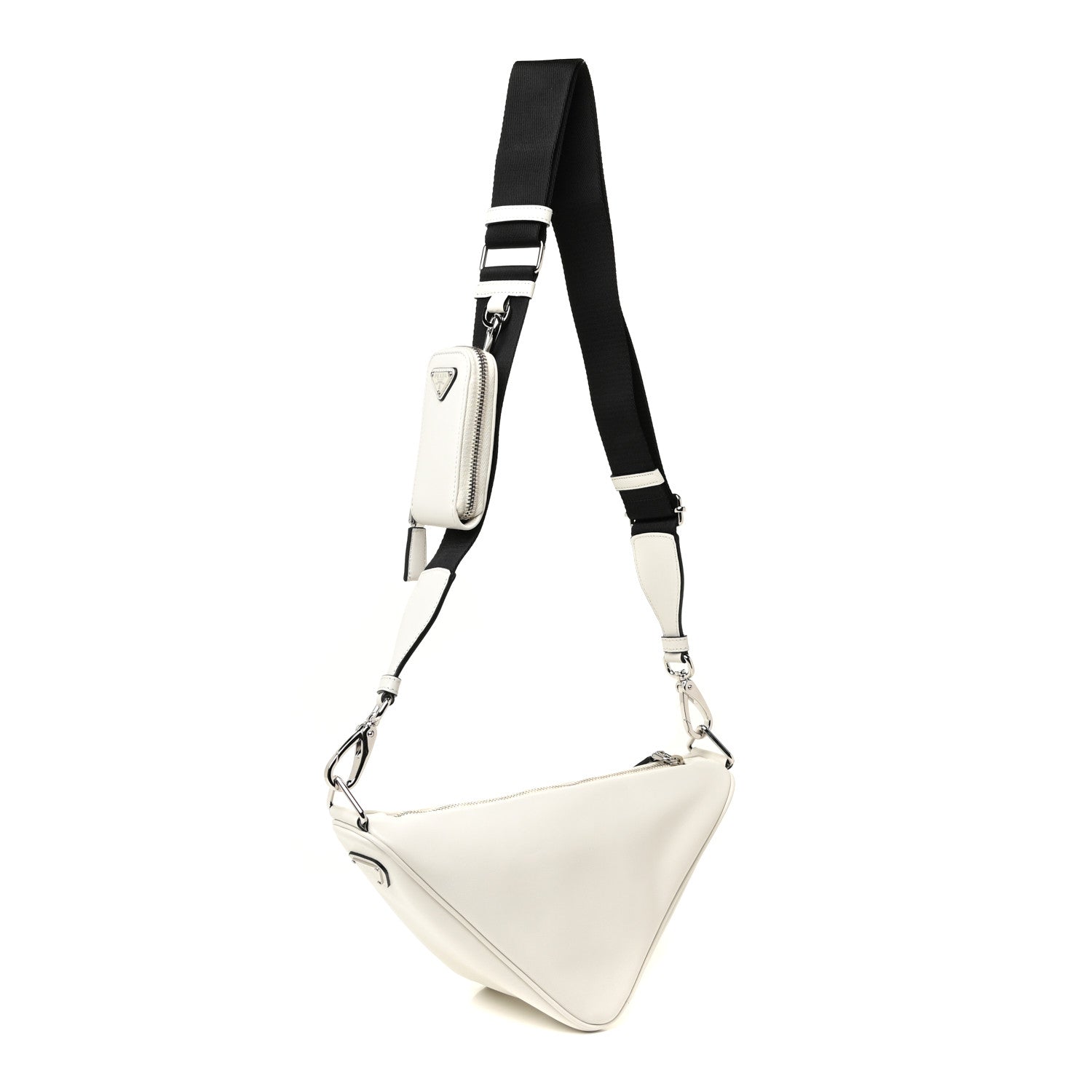 Prada Grace Lux Triangle Shoulder Bag White 3 of 11