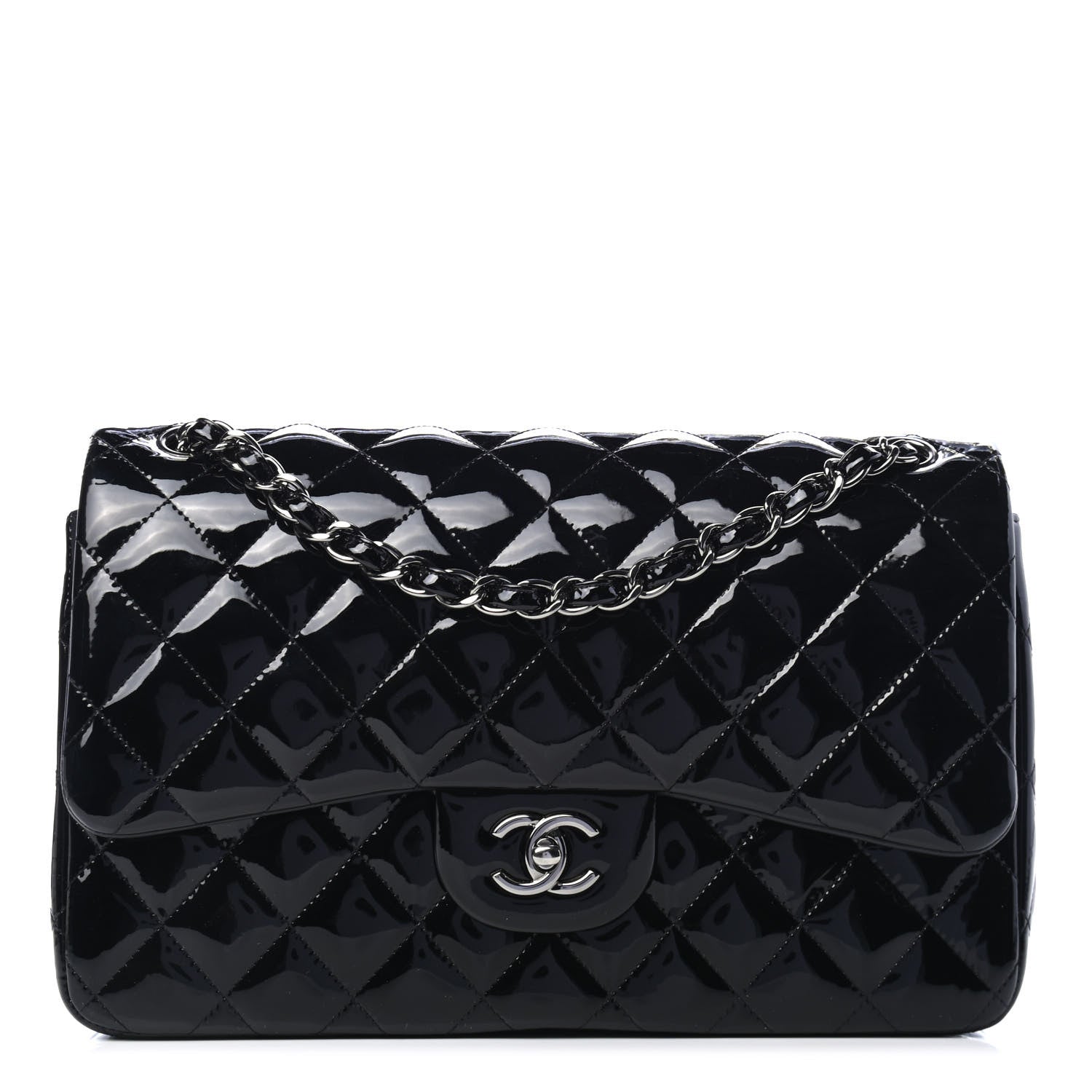 Chanel Patent Quilted Jumbo Double Flap Black 1 of 7