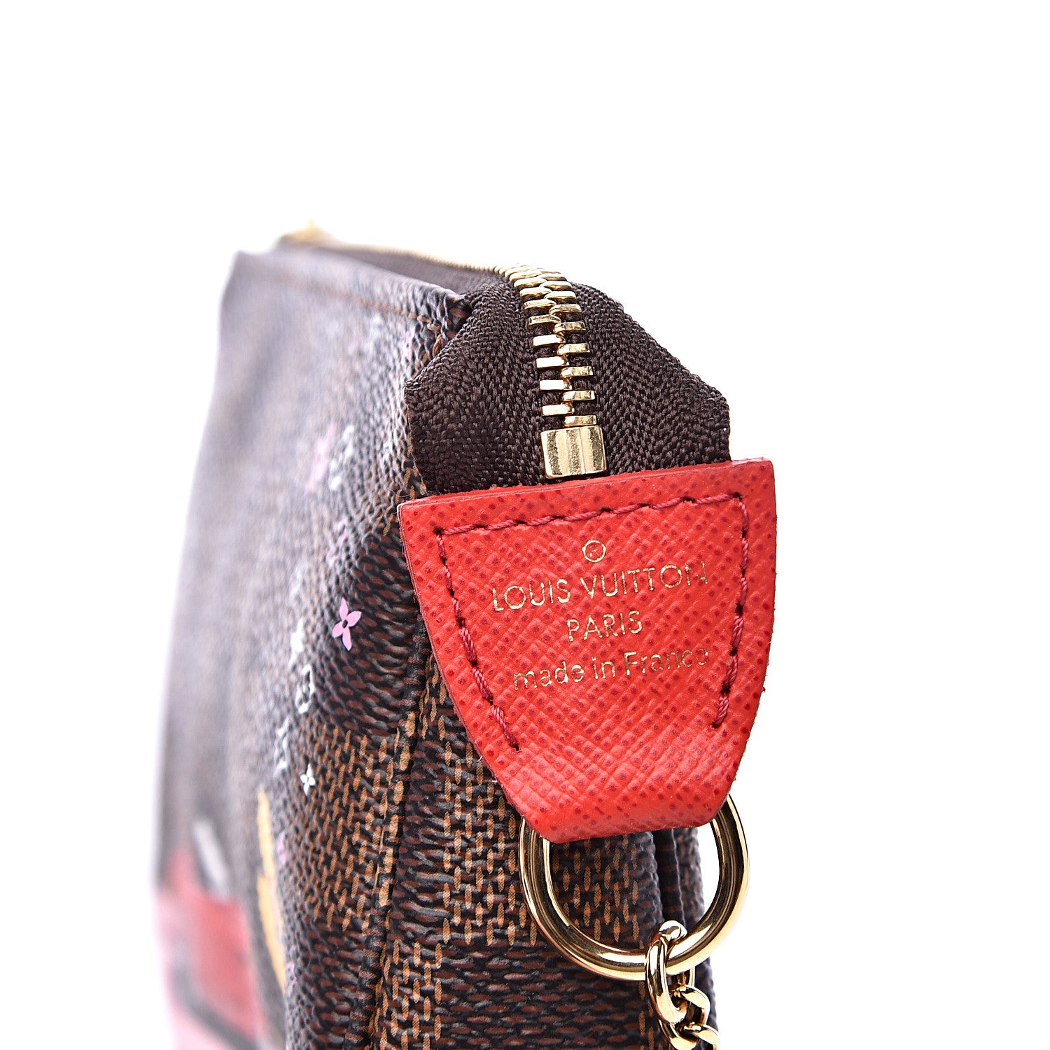Louis Vuitton Damier Ebene 2019 Christmas Animation Mini Pochette Accessories Red 7 of 10
