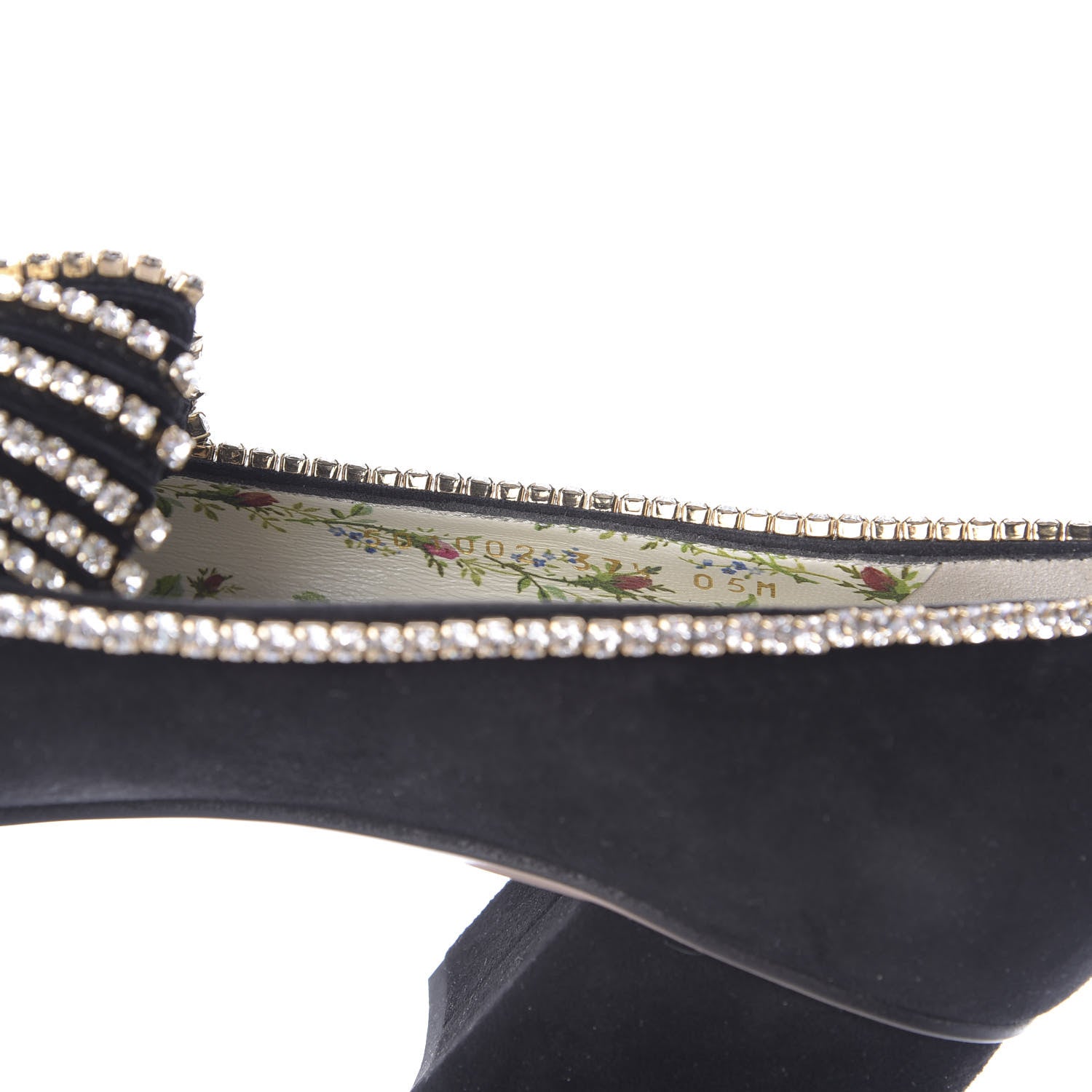 Gucci Kid Scamosciato Crystal GG Marmont Fringe 50mm Loafer Pumps 37.5 Black 9 of 12
