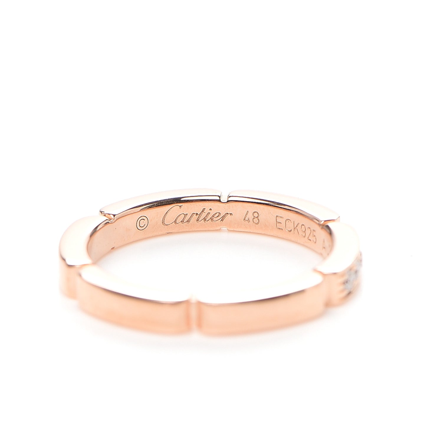 18K Pink Gold Diamond Maillon Panthere Wedding Band Ring 48 4.25