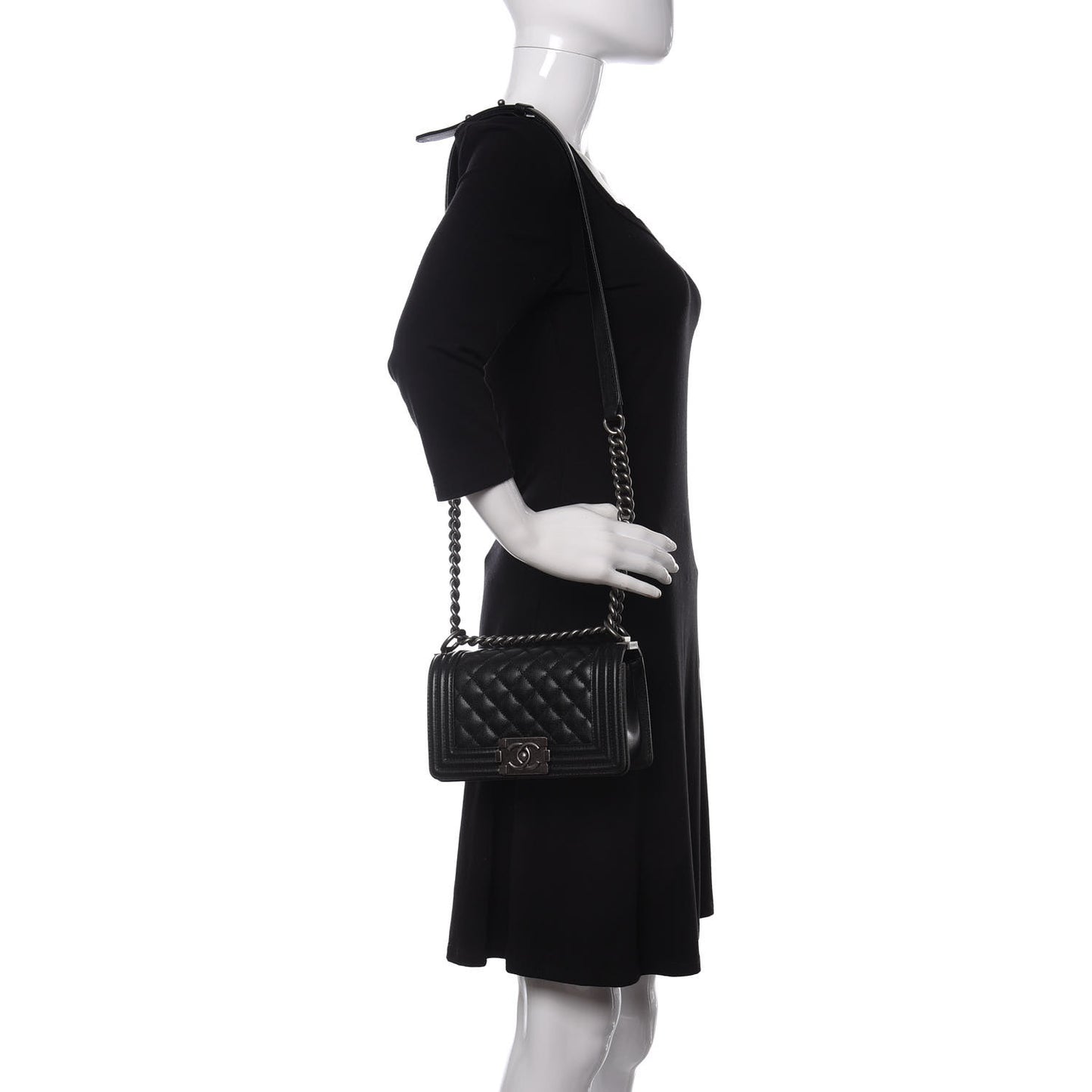 Caviar Quilted Small Boy Flap Black