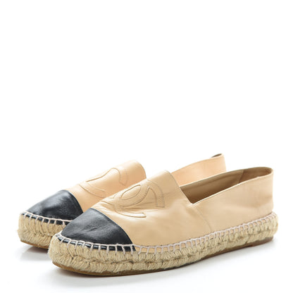 Chanel Lambskin CC Espadrilles 40 Beige Black 3 of 18