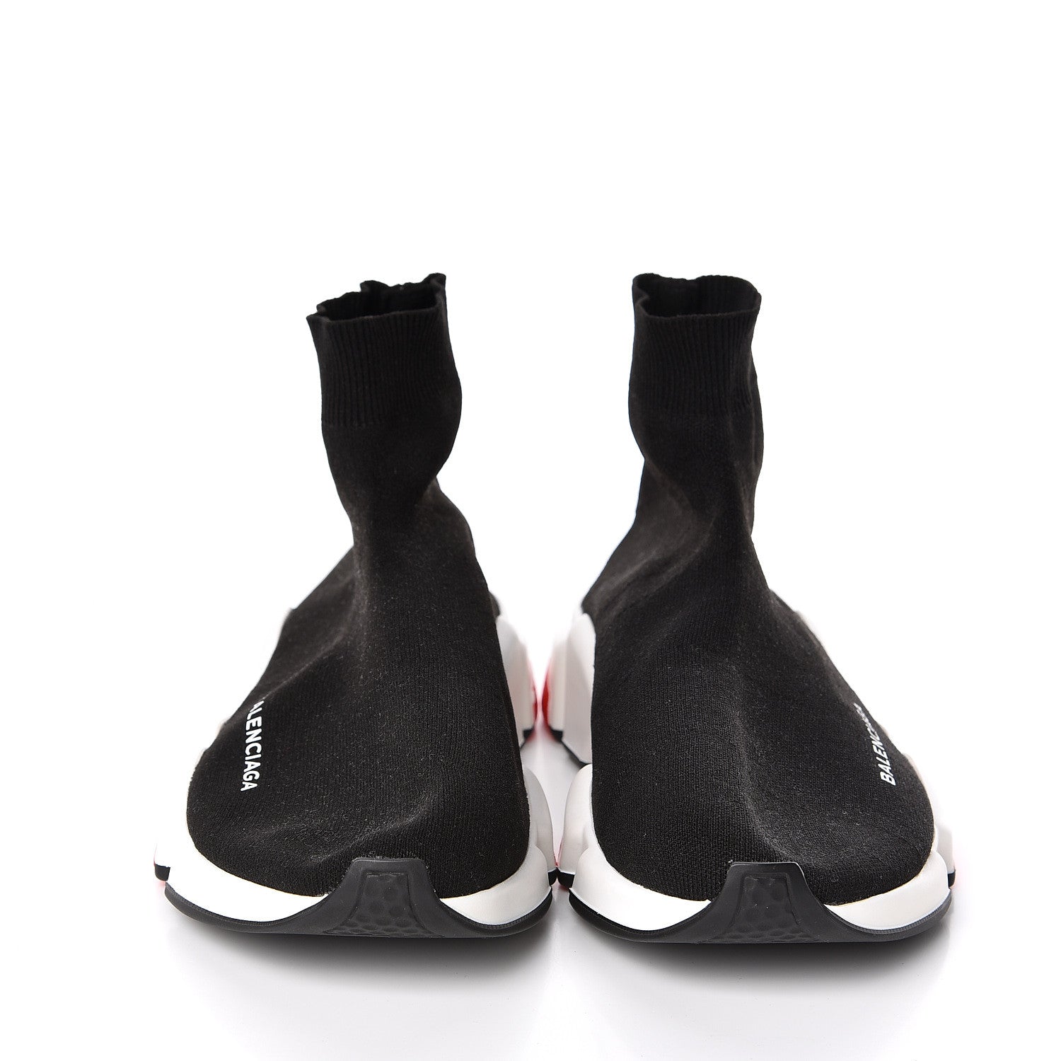 Balenciaga Neoprene Knit Womens Speed Sneakers 40 Black White Red 2 of 6