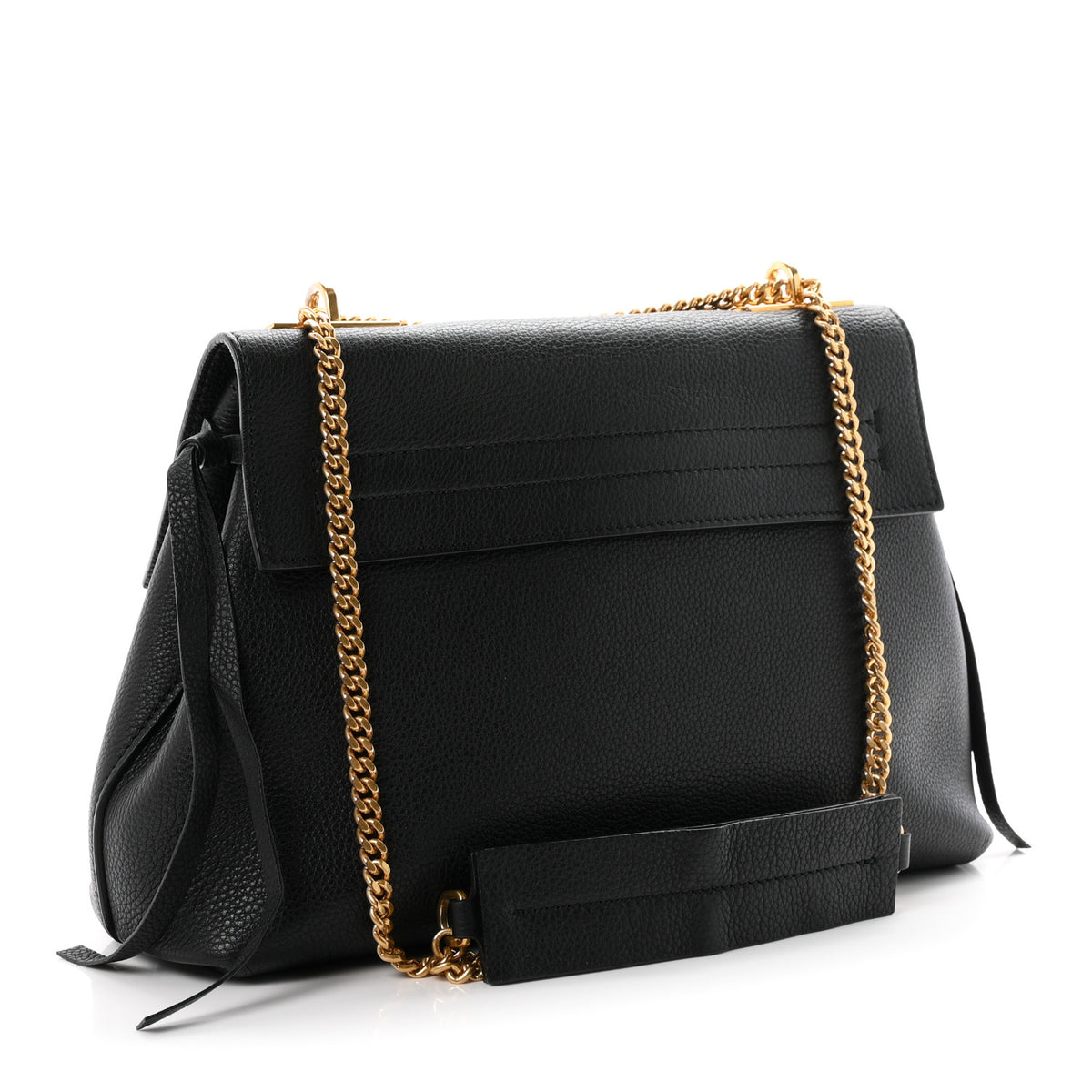 Pebbled Calfskin Small VRing Chain Shoulder Bag Black