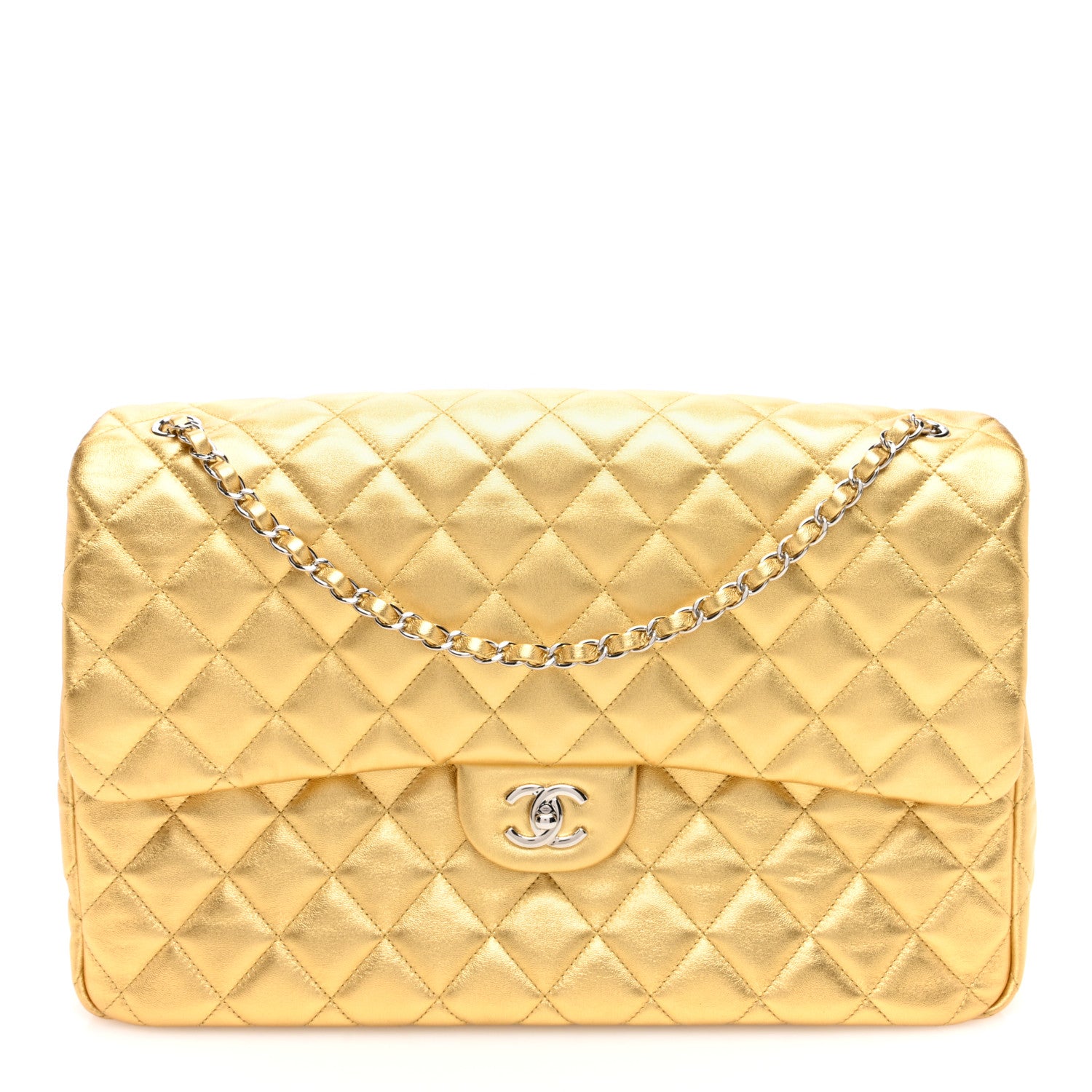 Chanel Metallic Lambskin Quilted XXL Travel Flap Bag Gold 1 of 10