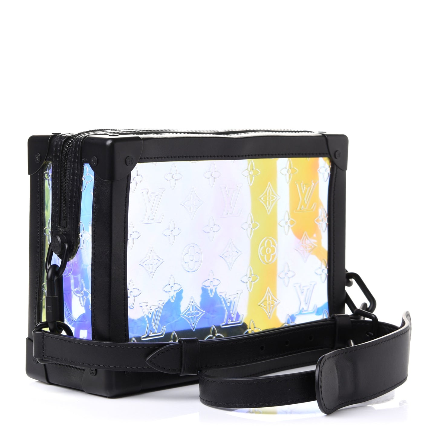 Calfskin PVC Monogram Solar Ray Soft Trunk Iridescent Prism Black