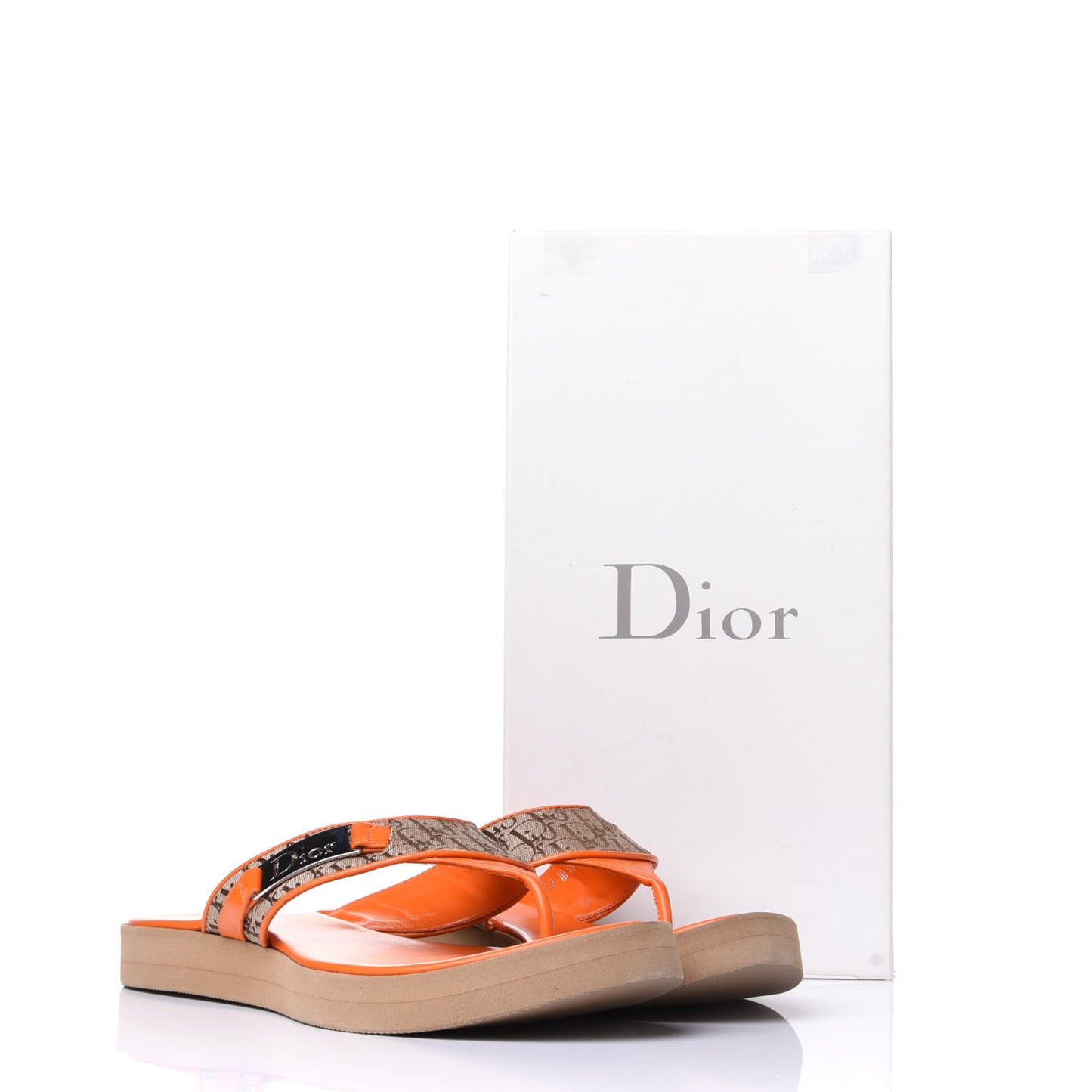 Calfskin Monogram Trotter Thong Sandals 37 Orange