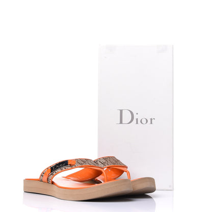 Christian Dior Calfskin Monogram Trotter Thong Sandals 37 Orange 11 of 11
