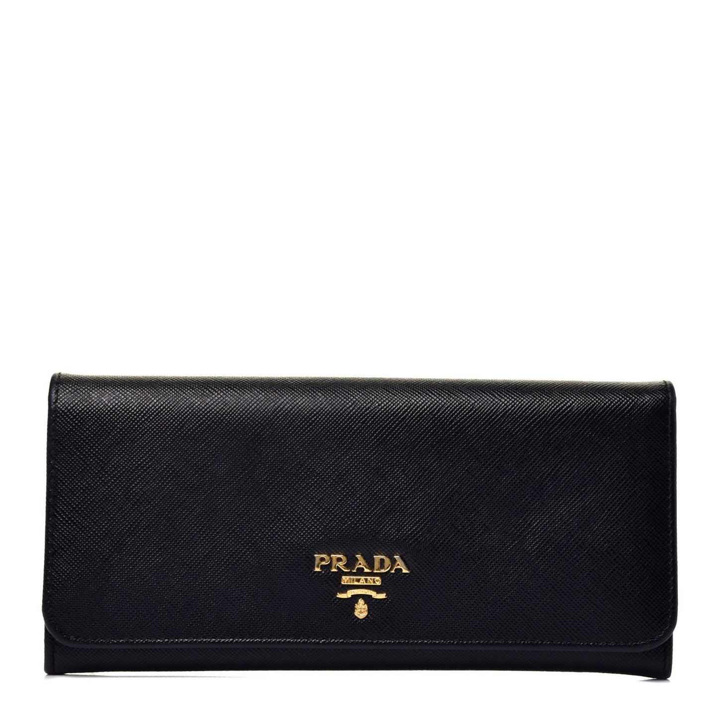 Saffiano Metal Continental Flap Wallet Black