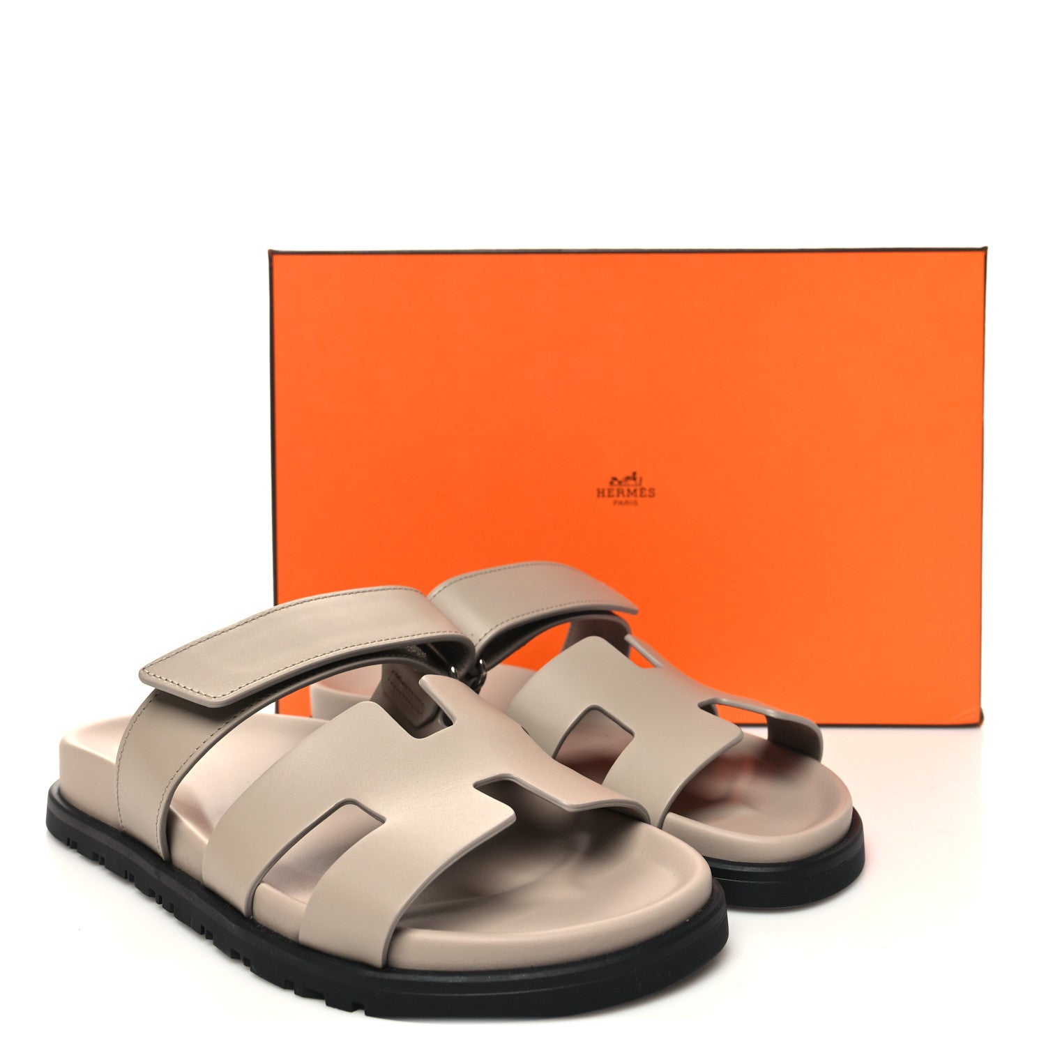 Hermes Calfskin Womens Chypre Sandals 37 Beige Mastic 9 of 9