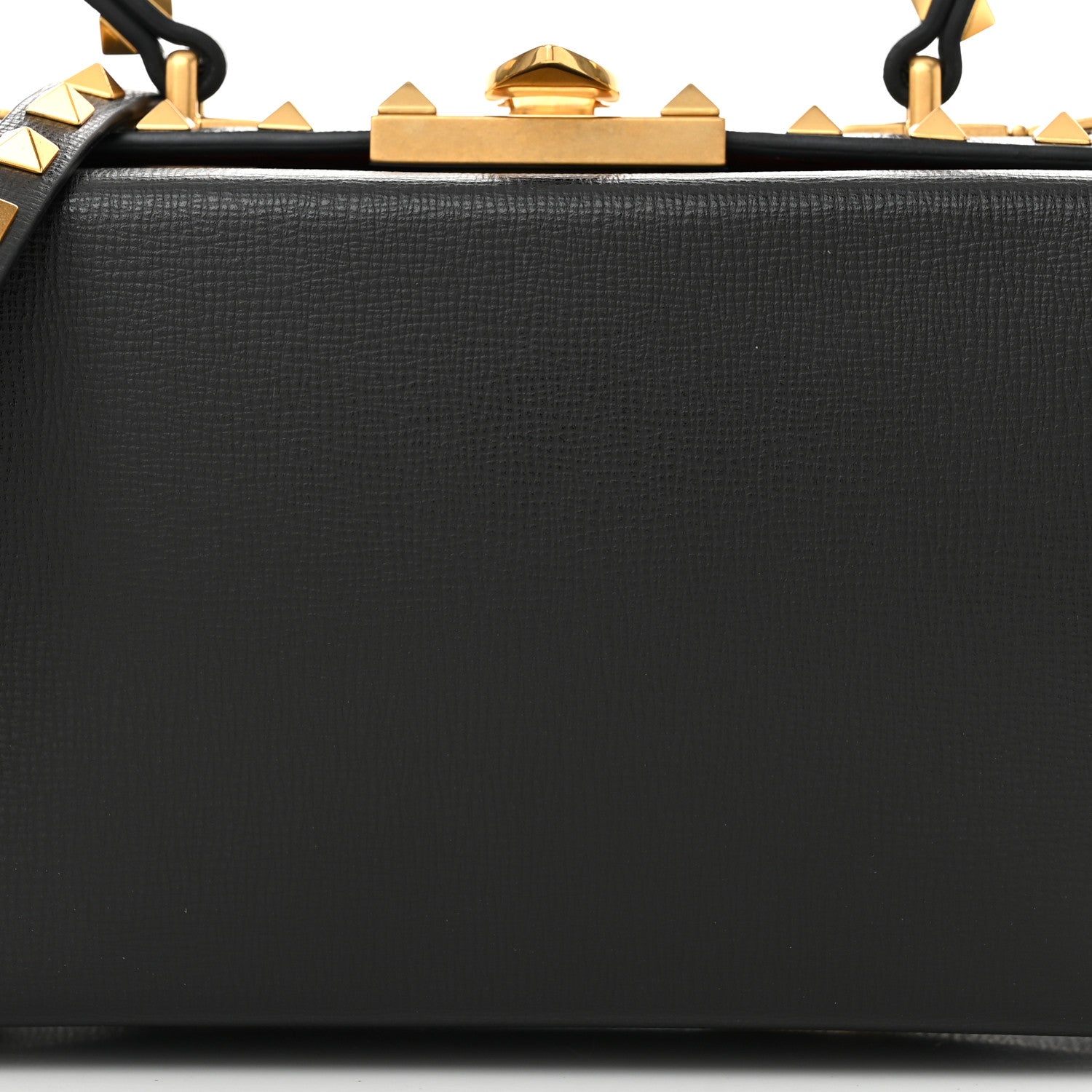 Valentino Garavani Grainy Calfskin Rockstud Alcove Box Top-Handle Bag Black 7 of 10