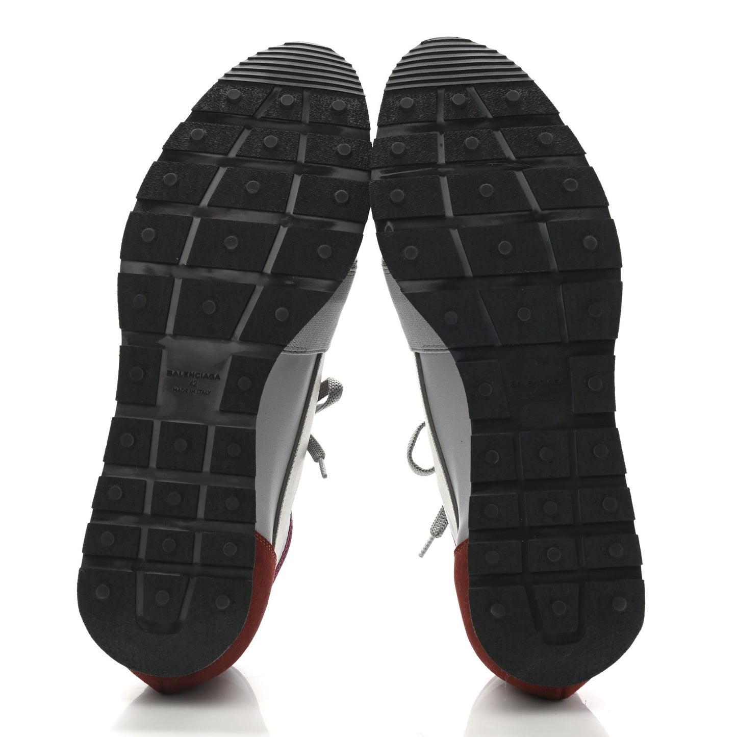 Mesh Calfskin Neoprene Mens Race Runner Sneakers 42 Grey Burgundy
