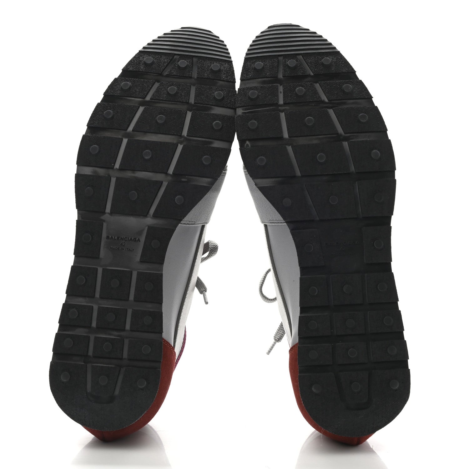 Balenciaga Mesh Calfskin Neoprene Mens Race Runner Sneakers 42 Grey Burgundy 5 of 7