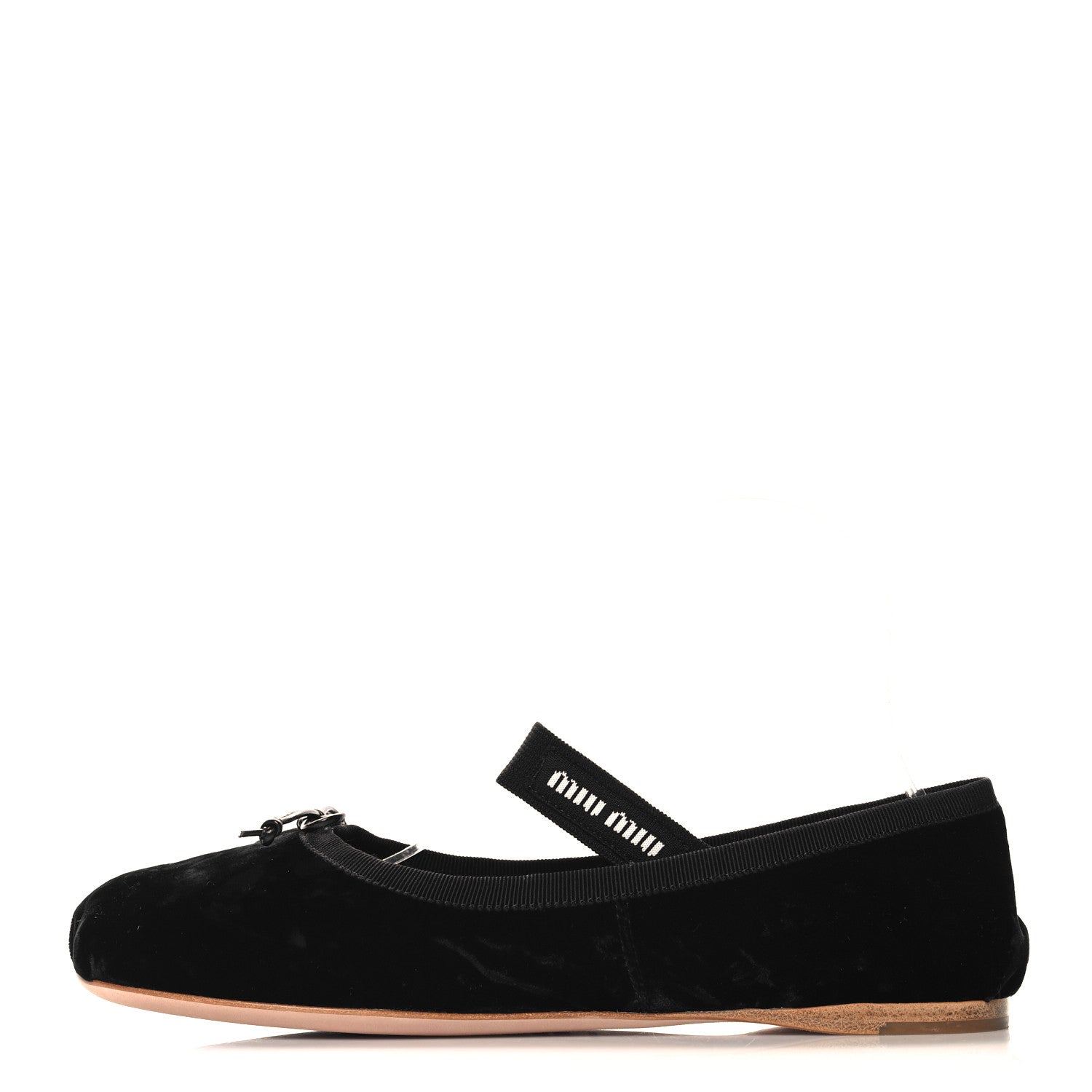 Miu Miu Velluto Froisse Ballerina Flats 38 Black 1 of 9
