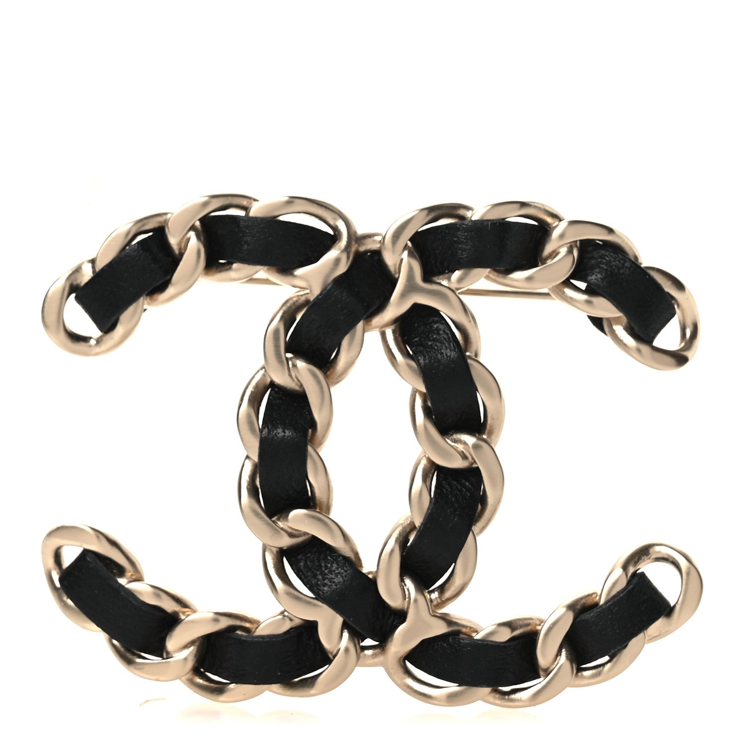 Chanel Lambskin Chain CC Brooch Black Gold 1 of 4