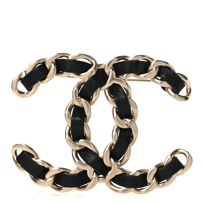 Chanel Lambskin Chain CC Brooch Black Gold 1 of 4