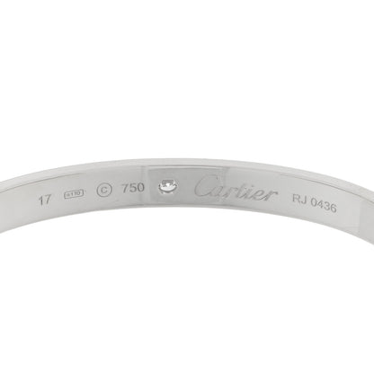 Cartier 18K White Gold 1 Diamond LOVE Cuff Bracelet 17 3 of 3